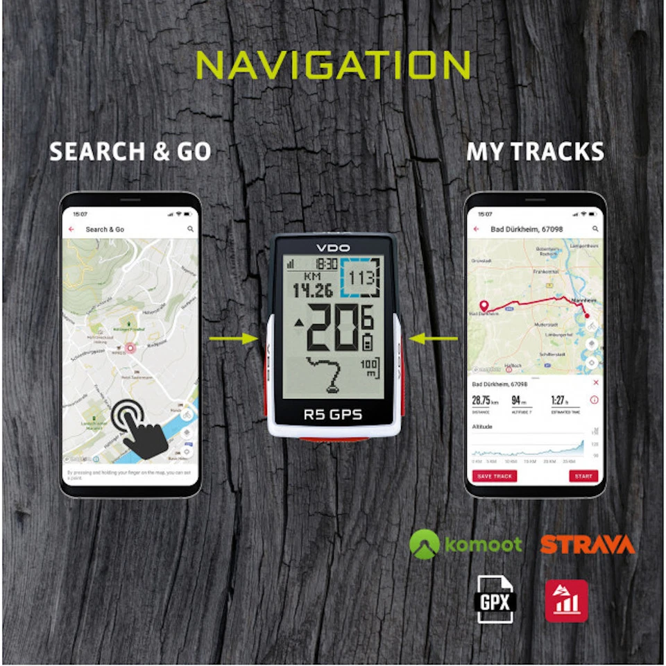 VDO R5 GPS 64051 Navigazione Formica + Ciclocomputer Bici Tachimetro Bicicletta - Immagine 3 di 3