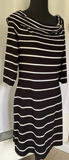 White House Black Market striped cowl neck dress size M NWT 98.00 knee length