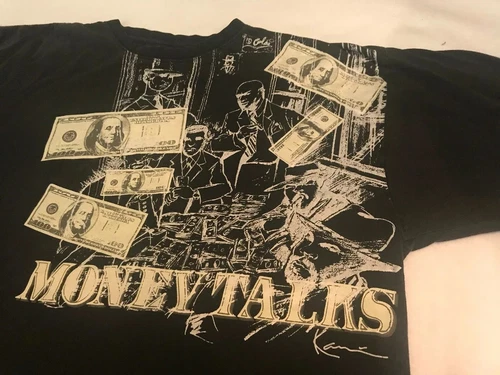 RARE Karl Kani Gold 1990s 2XL Money Talks Rap Hip Hop T-shir 1990s vintage concert t-shirt, vintage, size XXL, single stitch, B+ condition