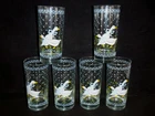 Lot of 6 Vtg 1987 Anchor Hocking Country Goose Blue Bow Tumblers 6.25" H