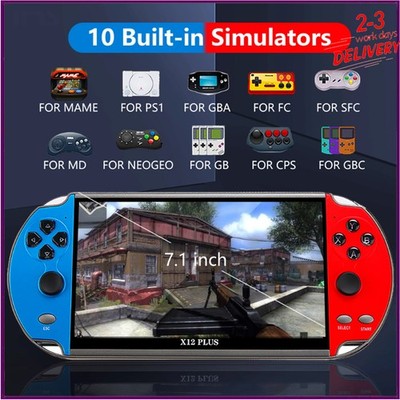 X12plus Handheld Spielkonsole 2700Spiele 7'' HD Kinder Video Retro Game Consoles