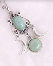 Pagan Gothic Wicca - Silver Triple Moon & Goddess Celtic