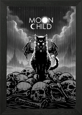 Schwarze Katze mit Flügeln gerahmtes Wandbild Poster Leinwanddruck Bild
