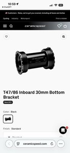 Ceramicspeed T47/86 Inboard 30mm Bottom Bracket