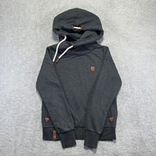 Naketano Brave New Word Hoodie Womens Large Hoodie Grey Pullover Rope Cowl