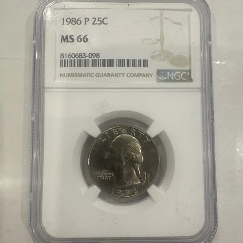 1986 P Washington Quarter MS 66 NGC Clad 25c Uncirculated