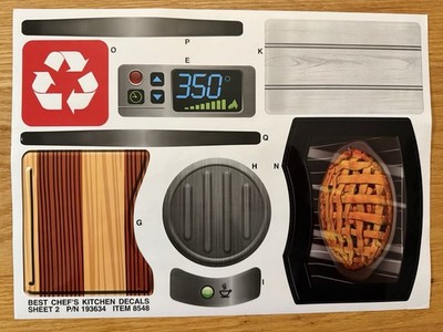 New! Step 2 BEST CHEFS KITCHEN DECALS  replacement part Decals Stickers