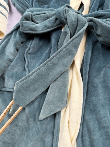 Vintage Christian Dior Morgenmantel Herren One Size Grün Robe de Chambre Gürtel Velour - Bild 14 von 24