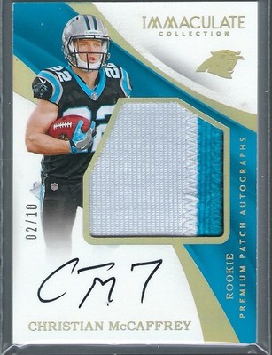 2017 Panini IMMACULATE FOOTBALL - Christian McCaffrey RC AUTO PATCH Gold /10 RPA