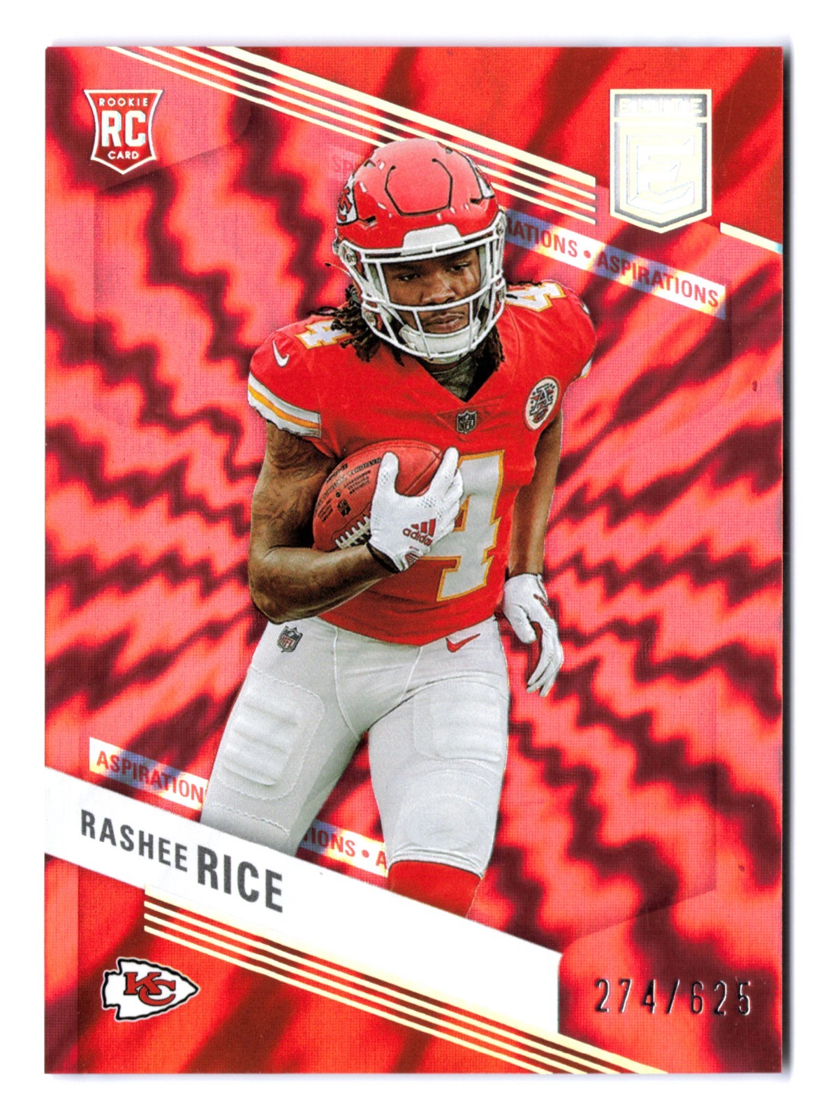2023 Elite Rashee Rice /625 Rookie RC Aspirations Red Color Match Shimmer Chiefs