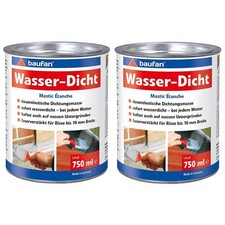 baufan Wasser-Dicht Grau 2x 750 ml Dichtungsmasse sofort wasserdicht