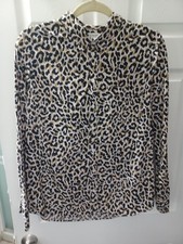 J. Crew Button Down Shirt Womens Large Brown Black Leopard Print, 100% Cotton