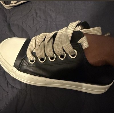Men's Rick Owens DRKSHDW Low-Top Lace-Up Sneaker Black/White Toe