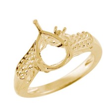 Semi Mount Faceted 7X10MM Sterling Silver Ring for Women/Girls