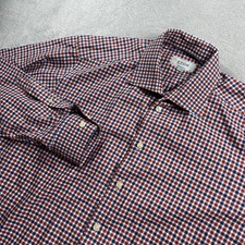 Eton Contemporary Fit Gingham Check Dress Shirt Red Blue XXL 18 46