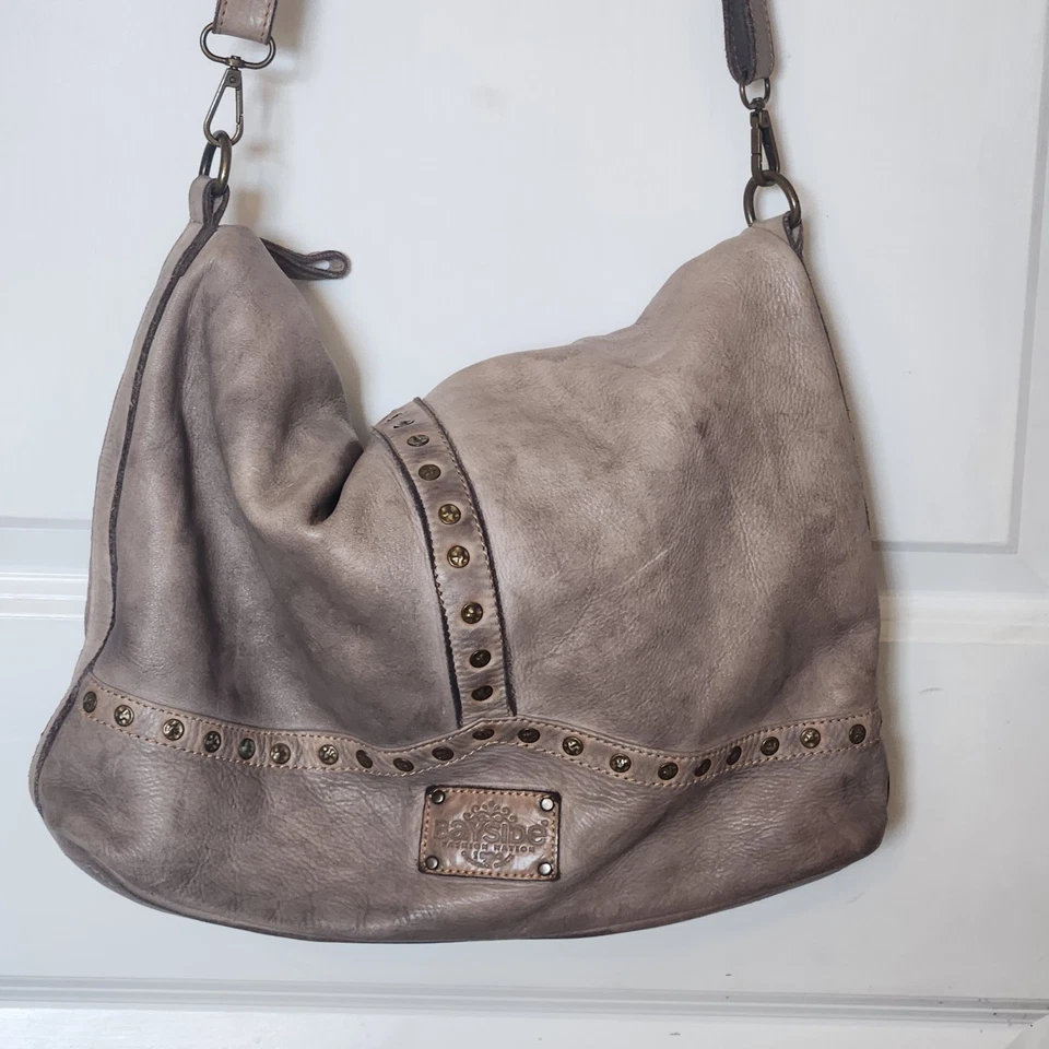 Borsa hobo a tracolla Bayside Pelletteria Italia pelle tortora - Immagine 2 di 4
