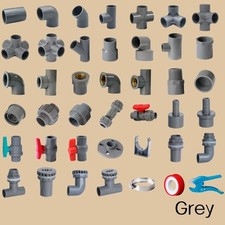 Grey PVC 20mm ID Pressure Pipe Fittings Metric Solvent Weld Various Parts