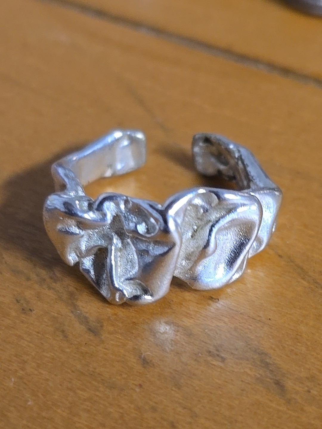 Sterling Silver Melted Design Ring Adjustable In … - image 1