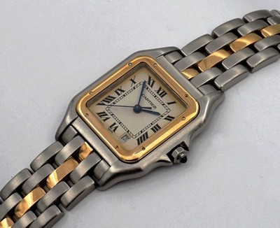 CARTIER MONTRES PANTHÈRE MEDIUM DATE EDELSTAHL/18k GOLD REF.:110000R PAPIERE/BOX