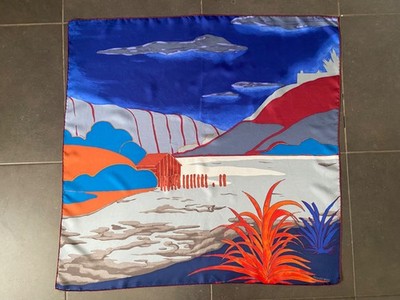 Schal Scarf Hermès Au End du Monde / 90 cm / Seide / Blau Orange Grau