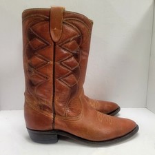 VTG Texas Brand Boot Co Western Cowboy Boots Sz 8 M USA Pointed Toe Embroidered