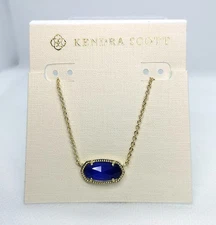 New Kendra Scott Elisa Gold Pendant Necklace In Cobalt Blue