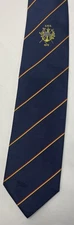 Societe Nautique De Geneve Mens Blue Silk Embroidered Striped Neck Tie 57”X 3.5”