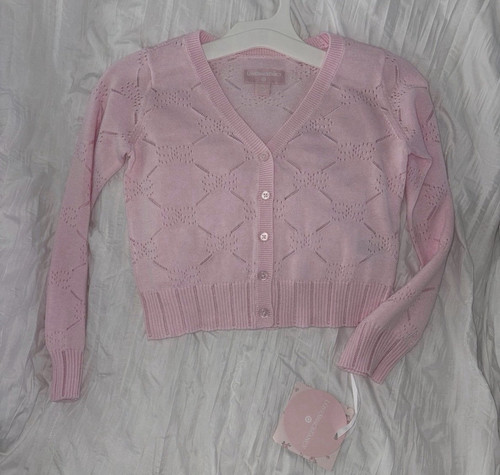 LoveShackFancy YoobiPink V-Neck Button Knit Cardigan Sweater Long Sleeve L