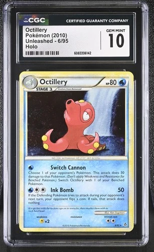 CGC 10 GEM MINT Octillery 2010 Unleashed 6/95 Holo Pokemon Card