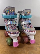 Sulifeel Rainbow Adjustable Light Up Glitter Wheels Roller Skates Size 10C-13C