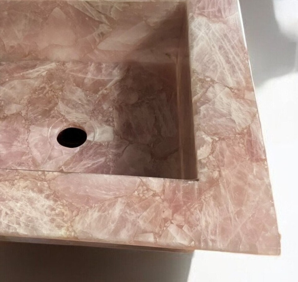 Rose Quartz Sink Natural Stone Bathroom Basin / Healing Crystal