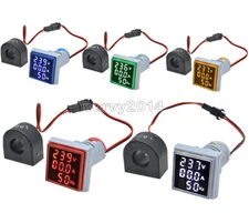 AC0-100A 60-500V 3 in 1 LED Digital Voltmeter Ammeter Hertz Meter Indicator 22mm