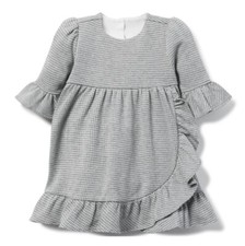 NWT Janie and Jack: Gray Houndstooth Ruffle Dress Size: 6-12 months