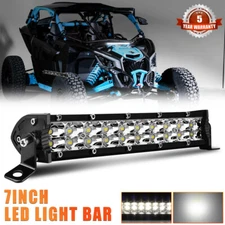 30000LM 7" Straight Dual Row Spot Flood Combo LED Light Bar Offroad Truck ATV