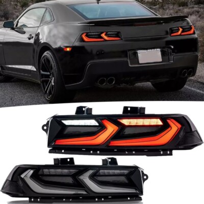 VLAND 2xSmoked LED Tail Lights For 2014-2015 Chevrolet Chevy Camaro(C8 Style)