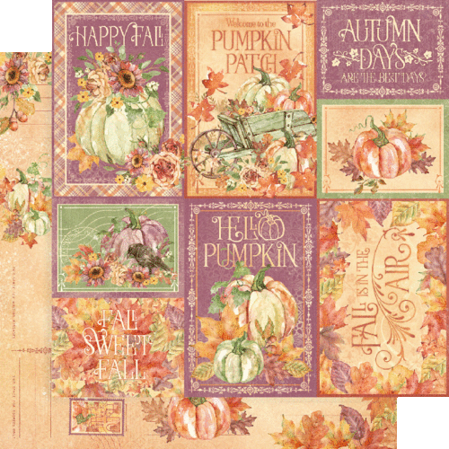 GRAPHIC 45 "HELLO PUMPKIN" 12X12 PAPER PACK PUMPKINS, FALL AUTUMN SCRAPJACK'S PL - Picture 5 of 10