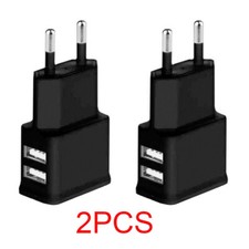 2X Dual Port USB Ladegerät Adapter Handy Netzteil Netzstecker Universal Schwarz