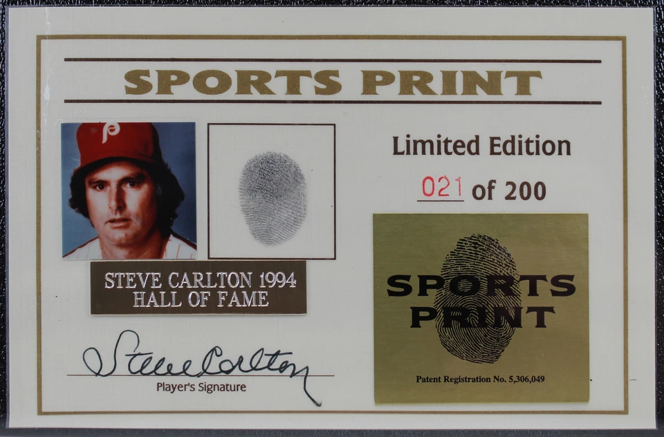 Phillies Steve Carlton Signed Thumbprint Baseball LE #'d/200 w/ Display Case BAS - Image 4 of 4