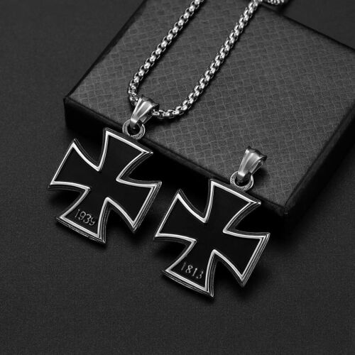 Knights Templar Vintage Germen Iron Cross Pendant Necklace Stainless Steel Gifts - Picture 21 of 30