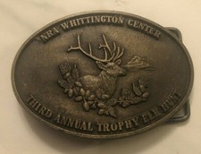 Vintage NRA Whittington Center Third Annual Trophy Elk Hunt Belt Buckle UNUSED