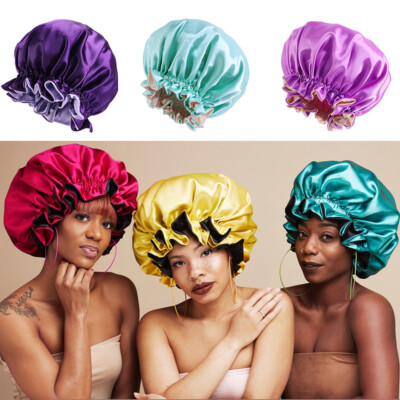 Women Long Hair Care Satin Bonnet Sleep Hat Cap Night Silk Feel