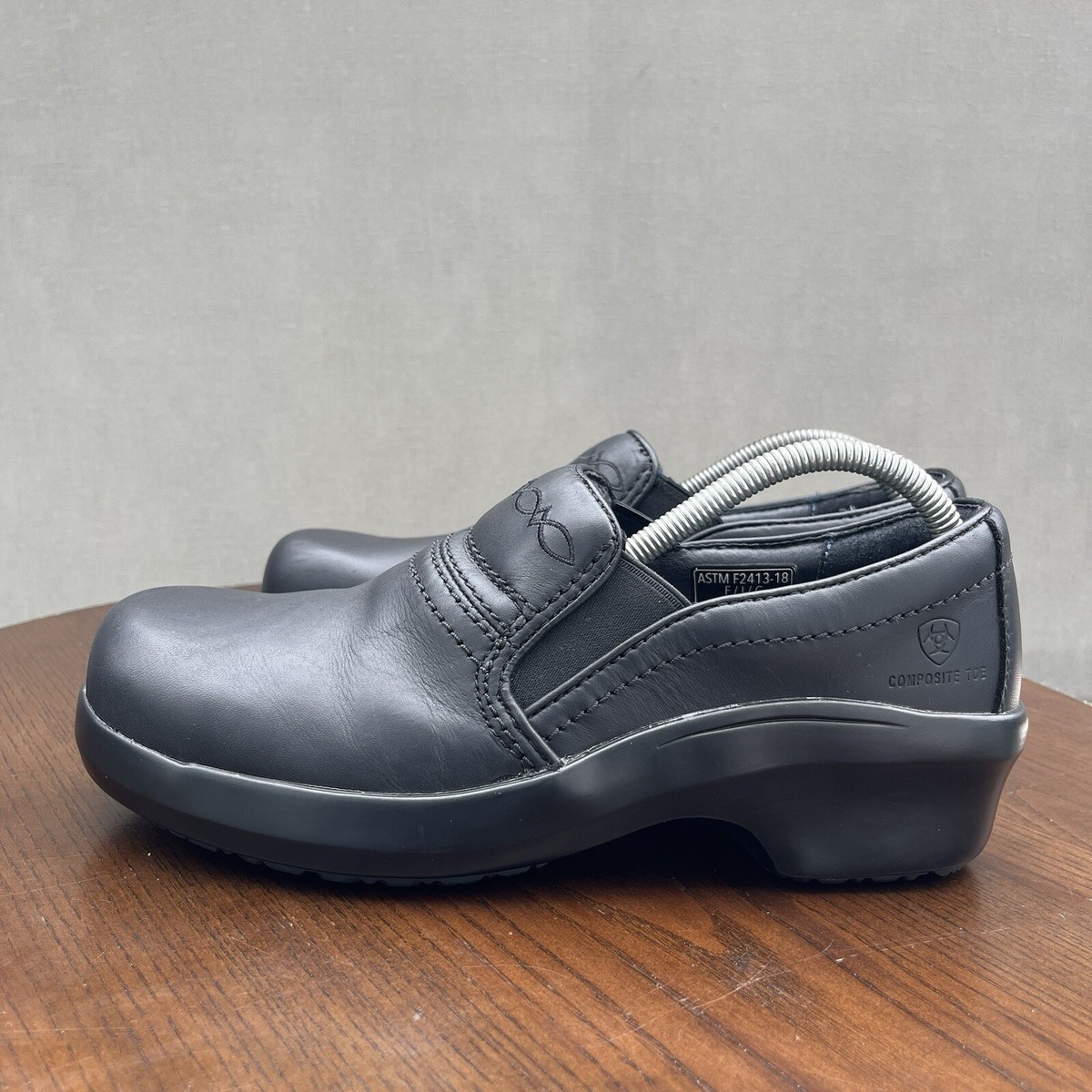 Ariat Clog Shoes Women's 10B Black Leather Expert Safety Composite