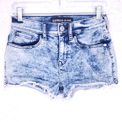 EXPRESS Original Shortie Shorts Womens Size 2 Mid Rise Denim Jeans Casual Pants