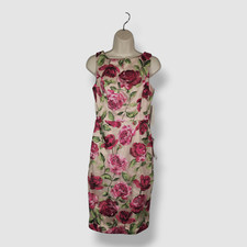 Eliza J Women Pink Floral Boat-Neck Sleeveless Sheath Dress Petite Size 8P