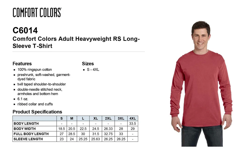 Комфорт цвета мужская футболка с длинным рукавом одежды окрашенный без усадки футболка C6014 - Изображение 2 из 2