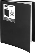 Dunwell Binder with Plastic Sleeves 12-Pocket, Black Presentation Book, 8.5 X 11