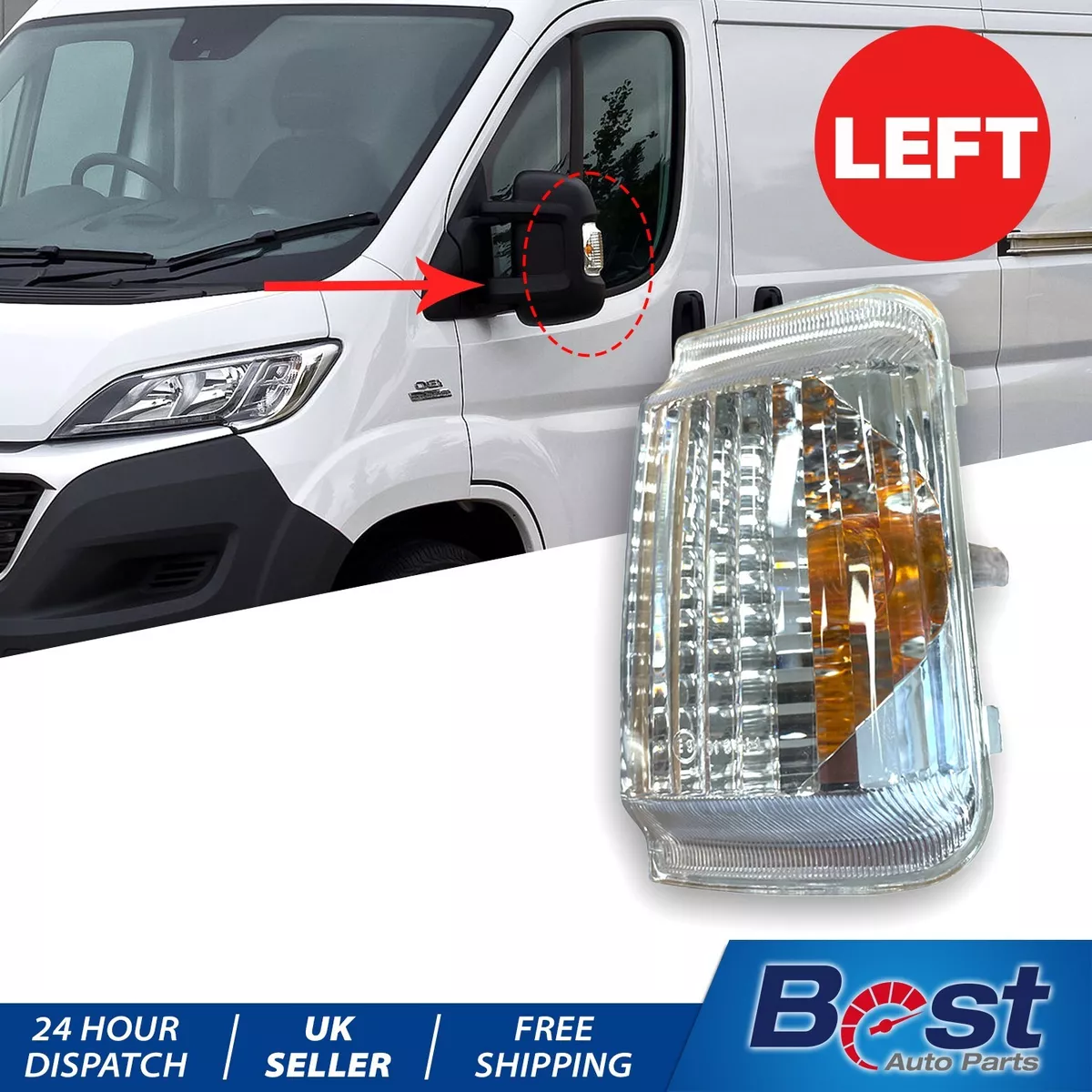 WING MIRROR INDICATOR LENS L FOR PEUGEOT BOXER CITROEN RELAY FIAT