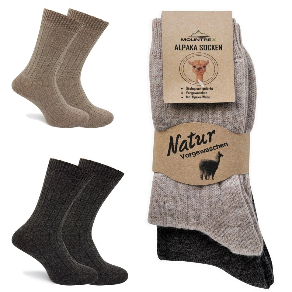 MOUNTREX® Alpaka Socken Wollsocken Damen Herren - Dünne Wintersocken, Bettsocken
