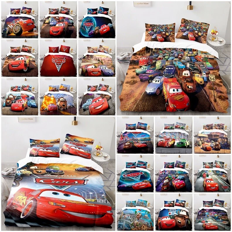 Cars Lightning Mcqueen Duvet Cover Pillowcases Single Double King Bedding Set UK