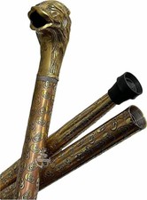 vintage antique derby brass head handle black wooden walking stick new Halloween